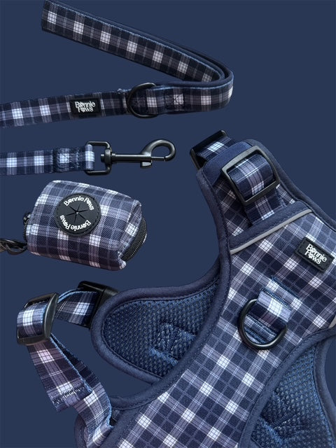 Navy Check Poo Bag Holder